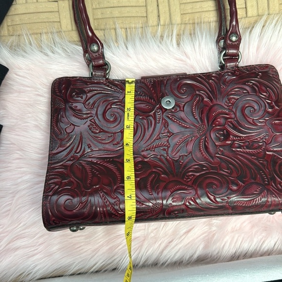 Patricia Nash Burgundy Embossed Leather Shoulder Bag - Picture 10 of 12
